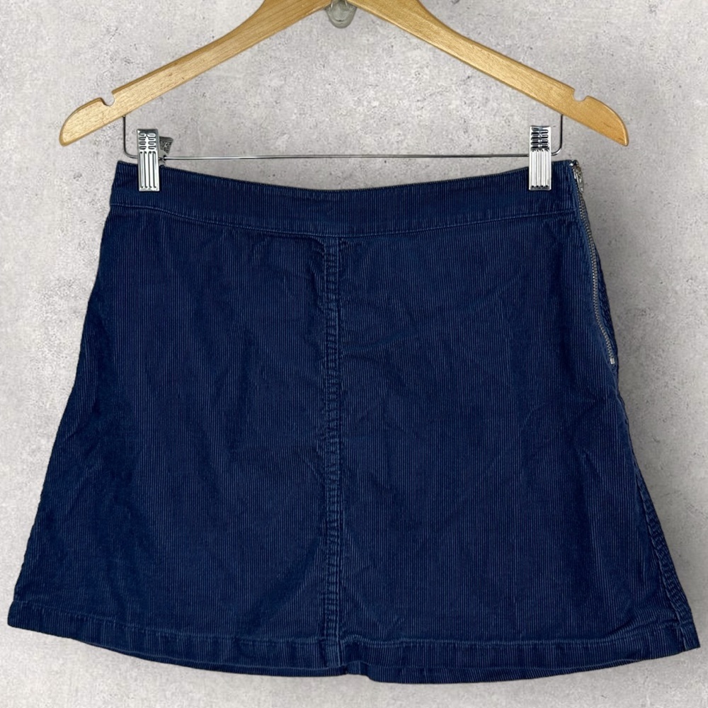 Aritzia Wilfred Free Classic Mini Skirt Navy Blue Corduroy Size 6 Cords Retro